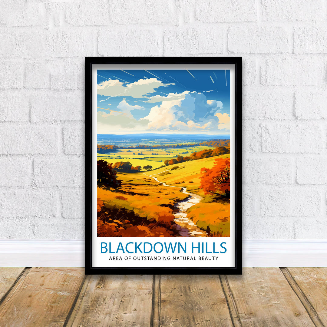 Blackdown Hills AONB Poster Area of Outstanding Natural Beauty Art Blackdown Hills Poster Somerset Devon Border Wall Art English Countryside