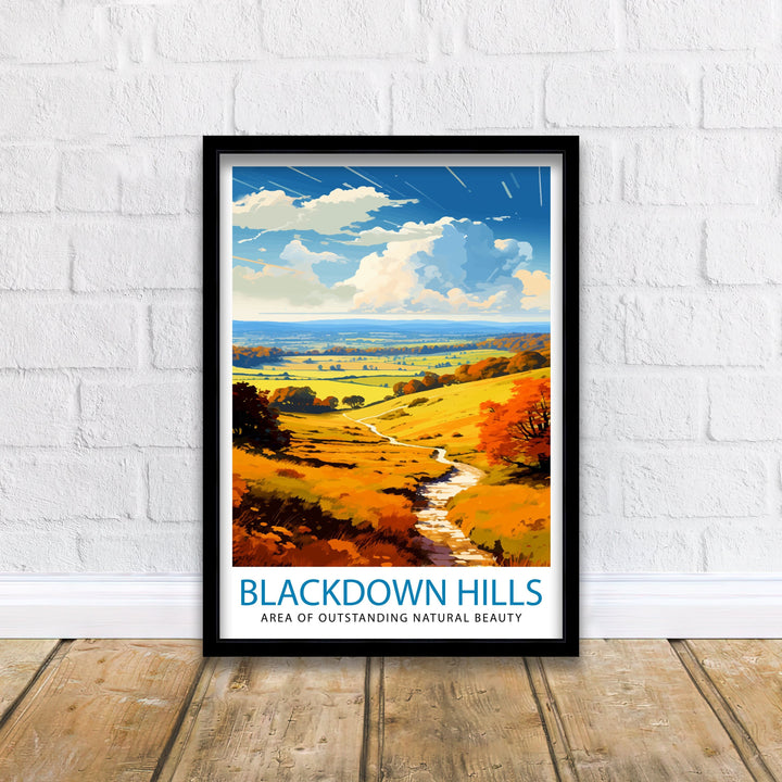 Blackdown Hills AONB Poster Area of Outstanding Natural Beauty Art Blackdown Hills Poster Somerset Devon Border Wall Art English Countryside