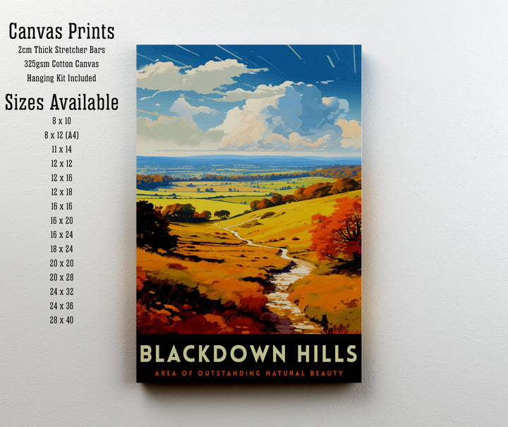 Blackdown Hills AONB Poster Area of Outstanding Natural Beauty Art Blackdown Hills Poster Somerset Devon Border Wall Art English Countryside