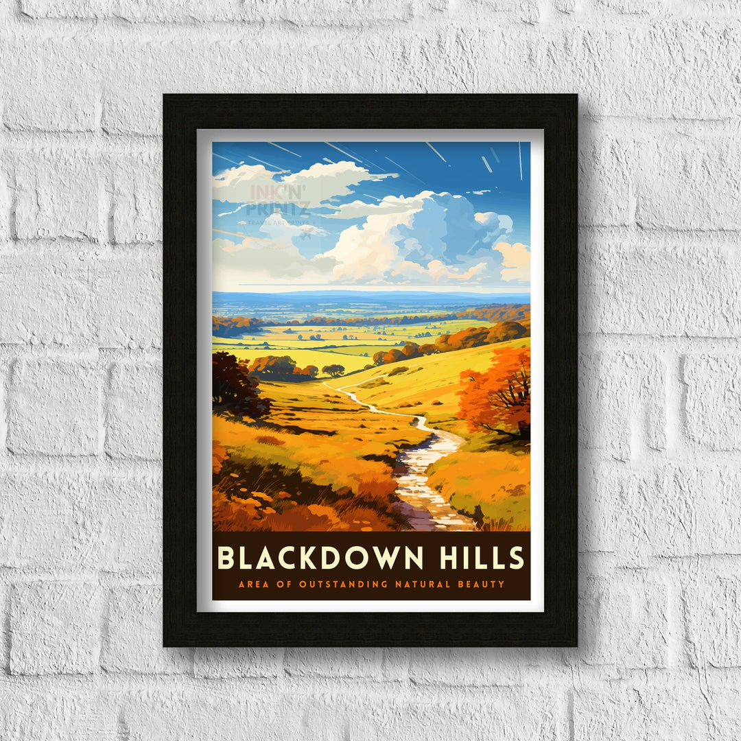 Blackdown Hills AONB Poster Area of Outstanding Natural Beauty Art Blackdown Hills Poster Somerset Devon Border Wall Art English Countryside