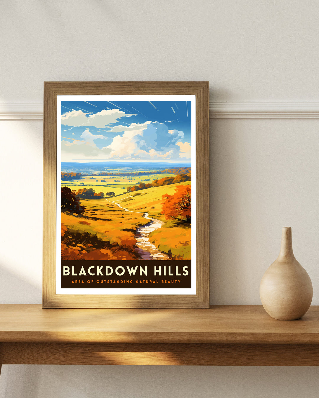 Blackdown Hills AONB Poster Area of Outstanding Natural Beauty Art Blackdown Hills Poster Somerset Devon Border Wall Art English Countryside