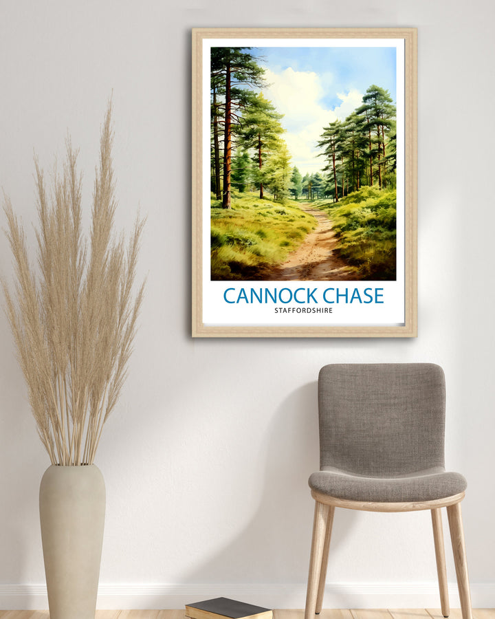 Cannock Chase AONB Poster Staffordshire Nature Reserve Art Cannock Chase Poster English Woodland