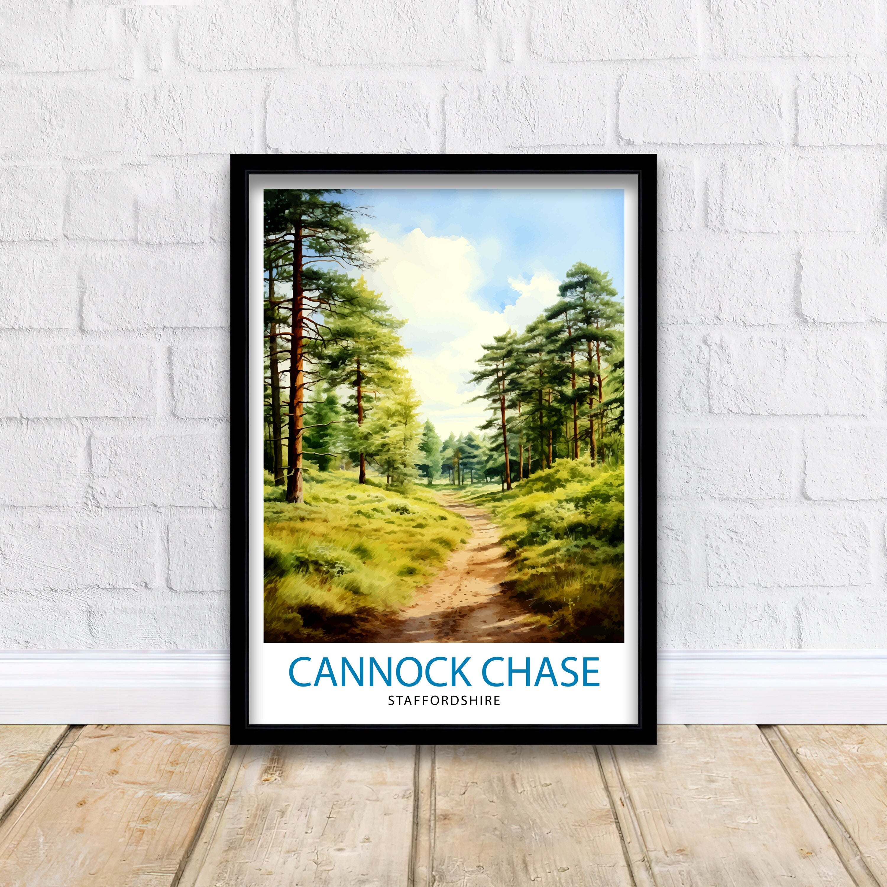 Cannock Chase AONB Print Staffordshire Nature Reserve Art Cannock Chase Poster English Woodland Wall Decor UK Wildlife Area Illustration