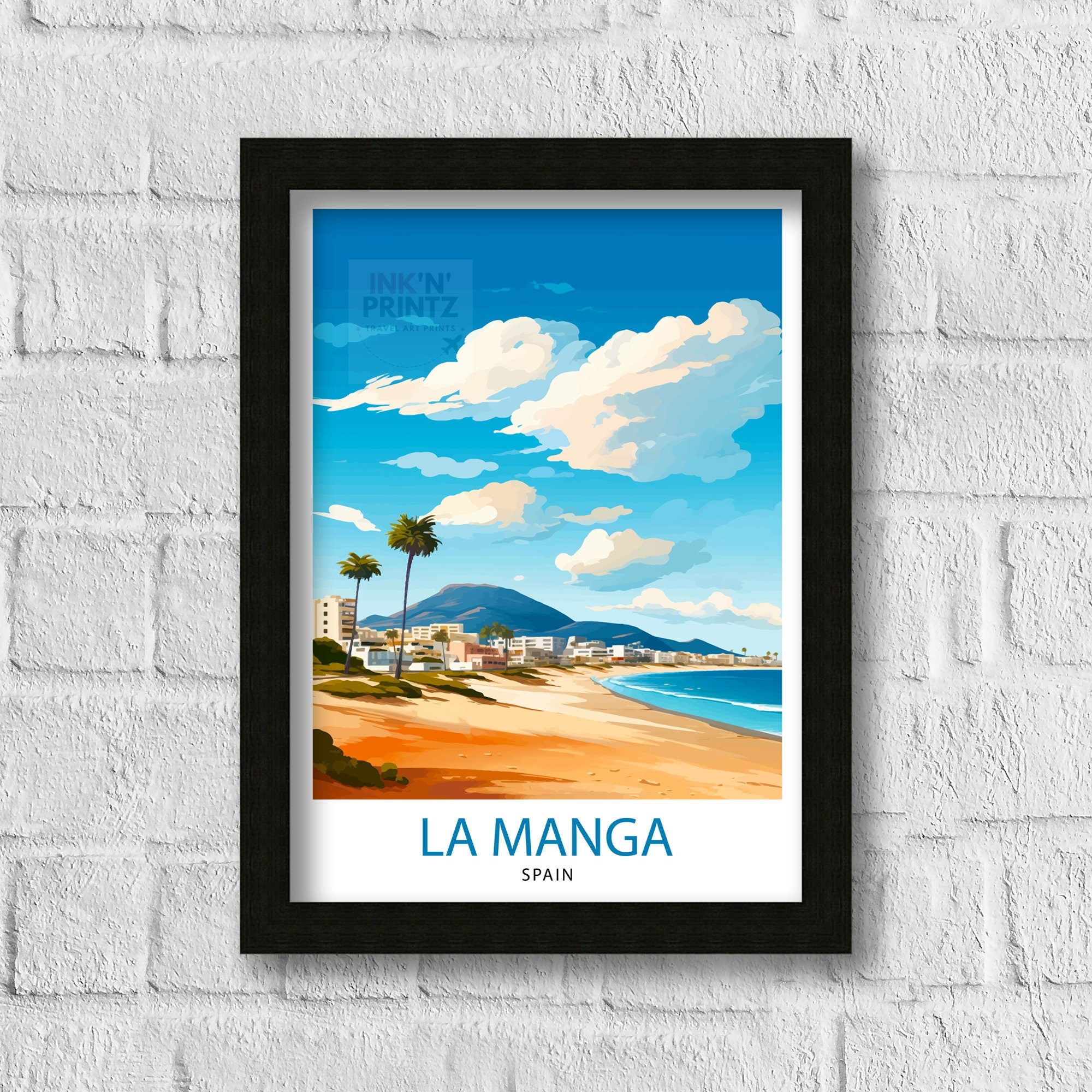 La Manga Spain Print Mar Menor Coastal Art La Manga Poster Spanish Beach Wall Decor Mediterranean Sea Landscape Murcia Region Illustration