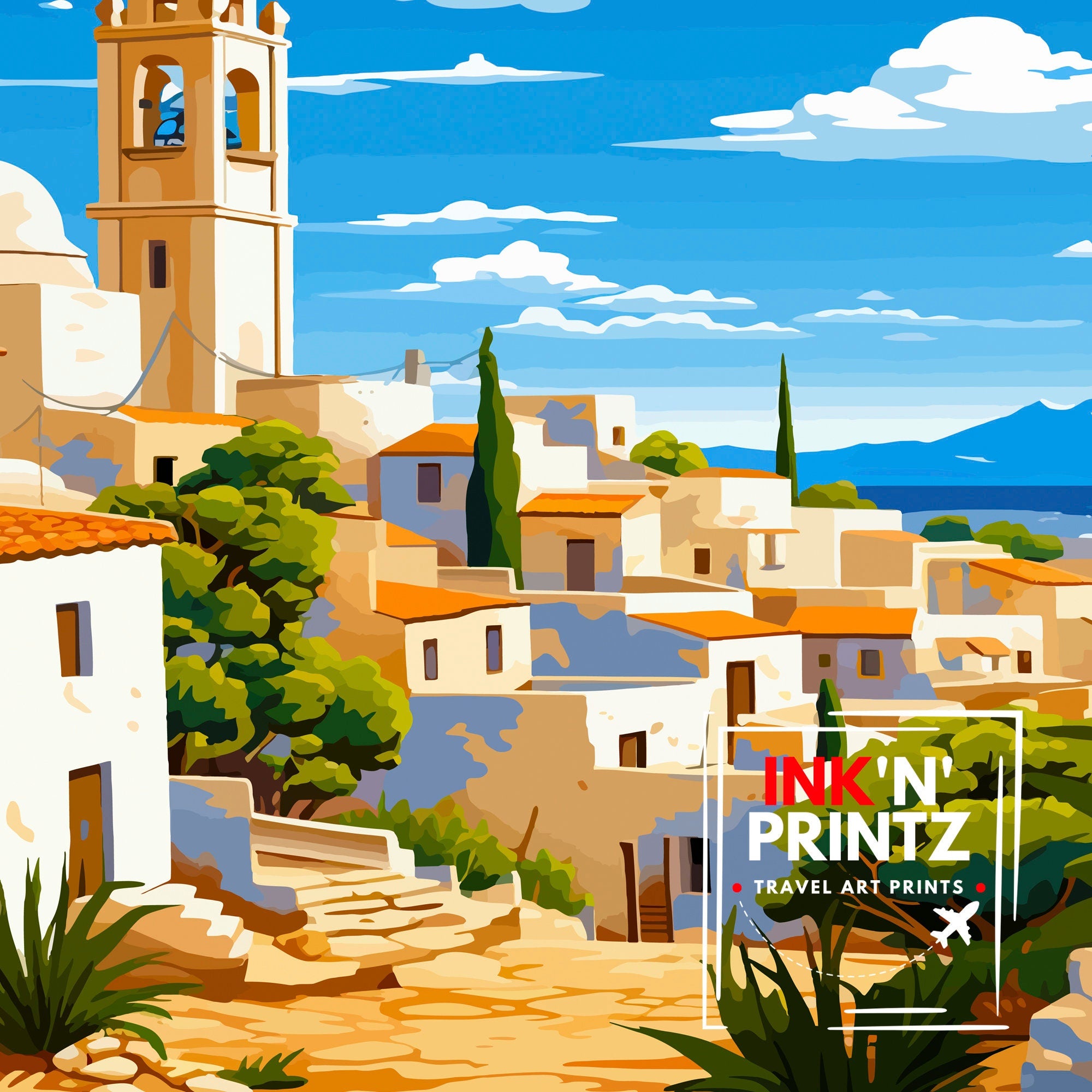 La Manga Spain Print Mar Menor Coastal Art La Manga Poster Spanish Beach Wall Decor Mediterranean Sea Landscape Murcia Region Illustration