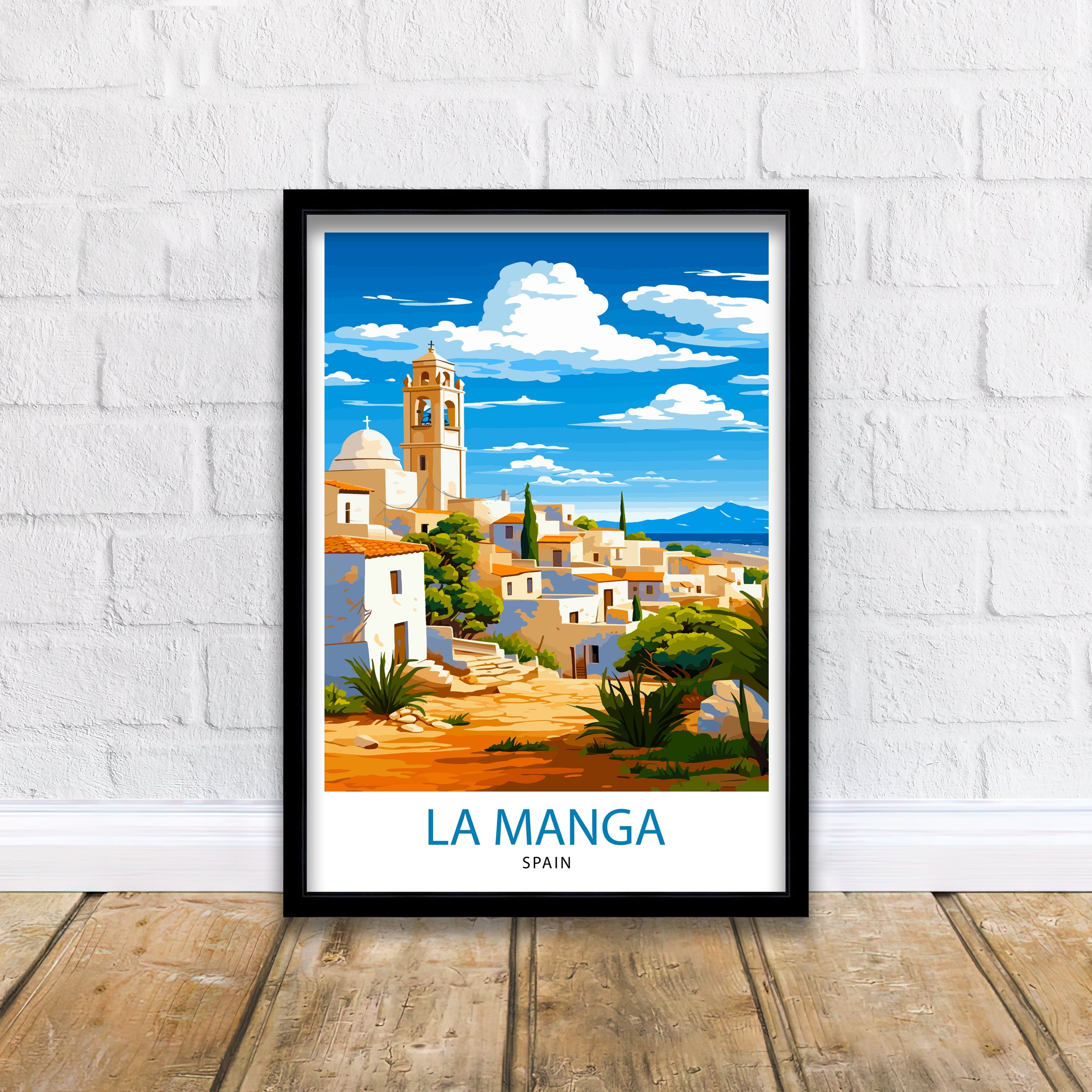 La Manga Spain Print Mar Menor Coastal Art La Manga Poster Spanish Beach Wall Decor Mediterranean Sea Landscape Murcia Region Illustration