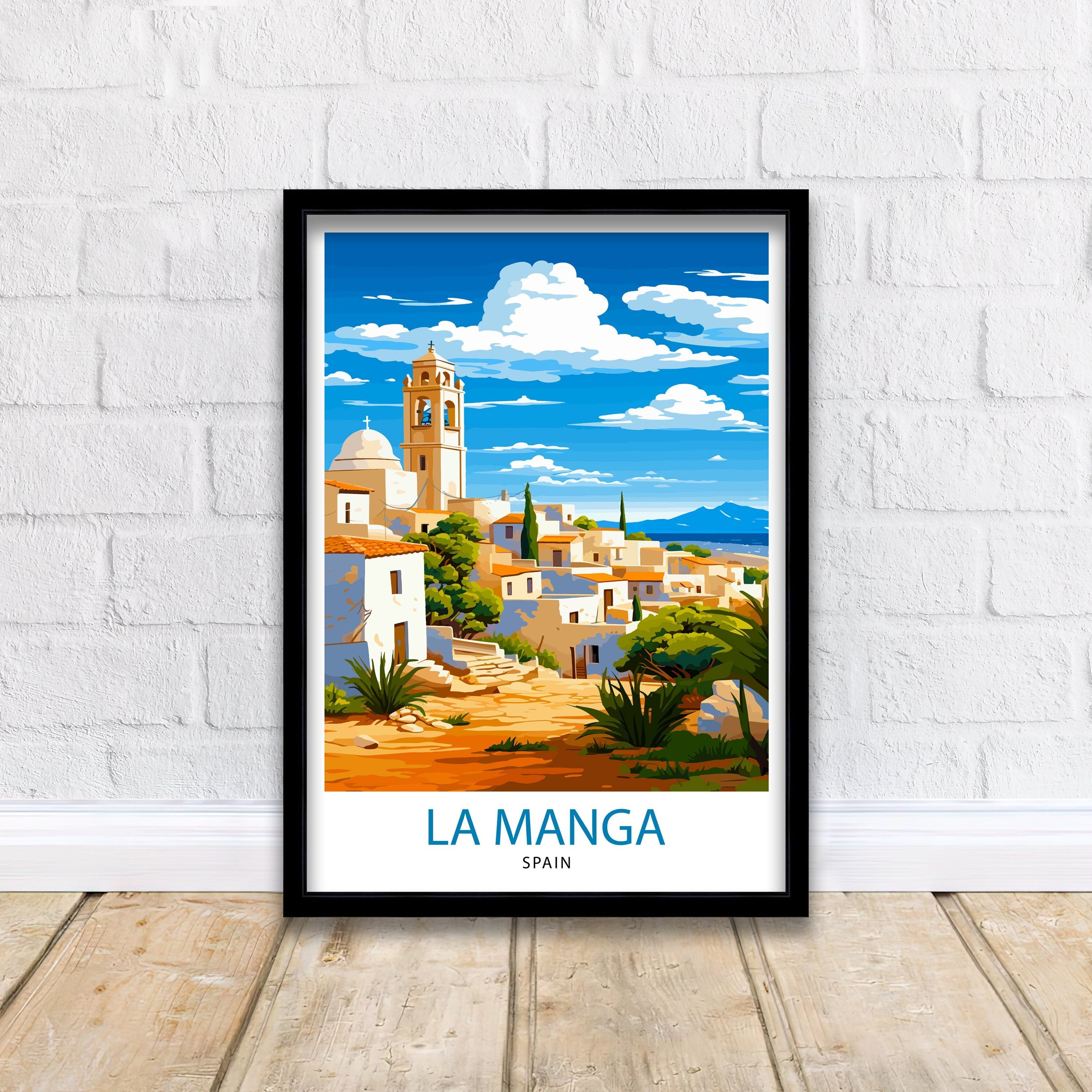 La Manga Spain Print Mar Menor Coastal Art La Manga Poster Spanish Beach Wall Decor Mediterranean Sea Landscape Murcia Region Illustration