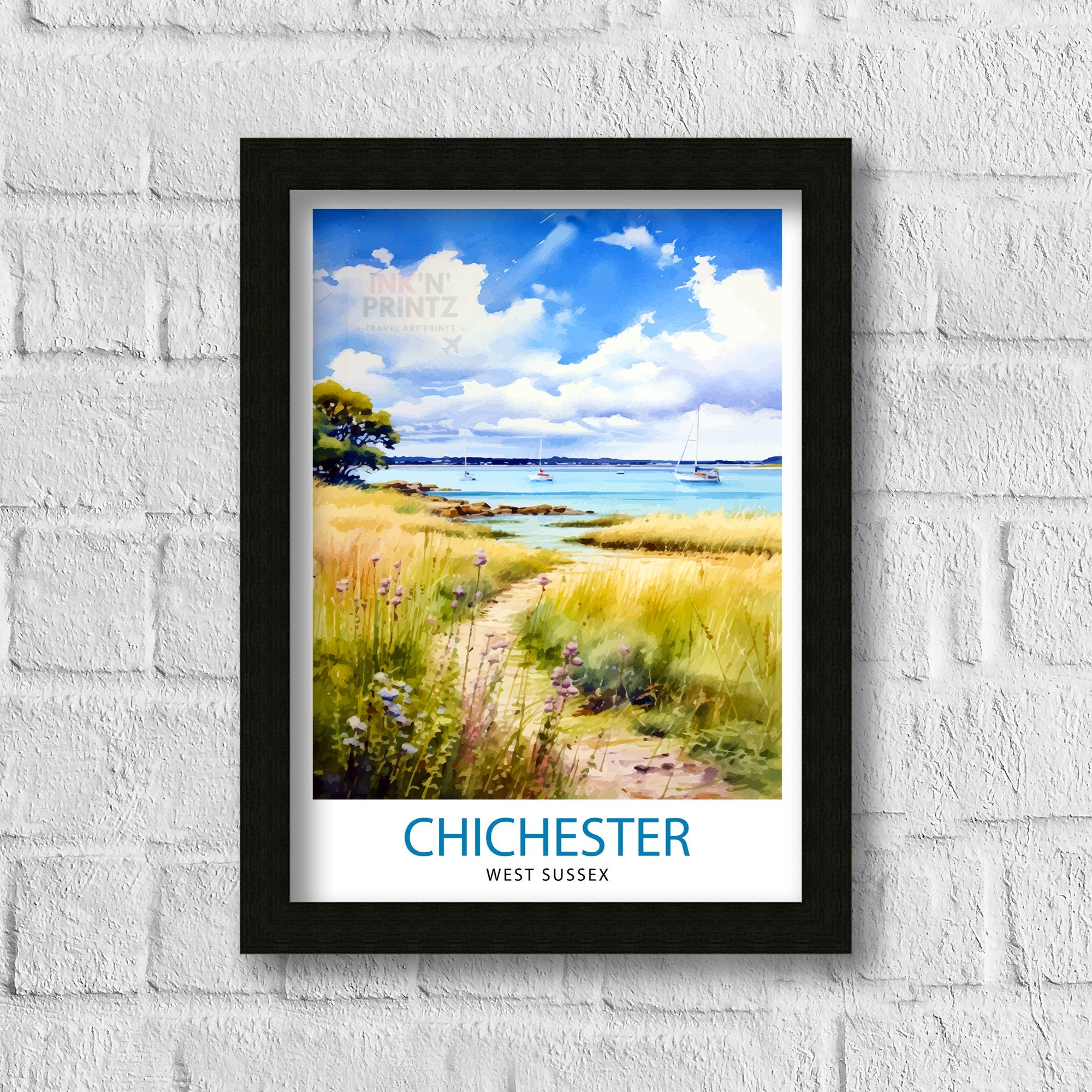 Chichester Harbour Travel Print Chichester Harbour Wall Decor Chichester Harbour Poster Coastal Travel Prints Chichester Harbour Art Print