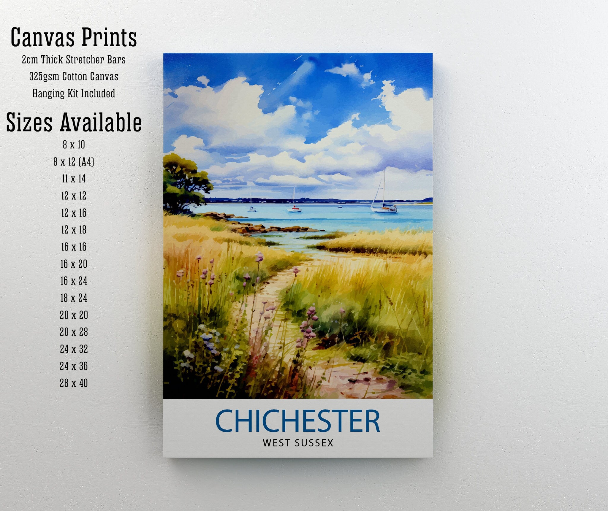Chichester Harbour Travel Print Chichester Harbour Wall Decor Chichester Harbour Poster Coastal Travel Prints Chichester Harbour Art Print