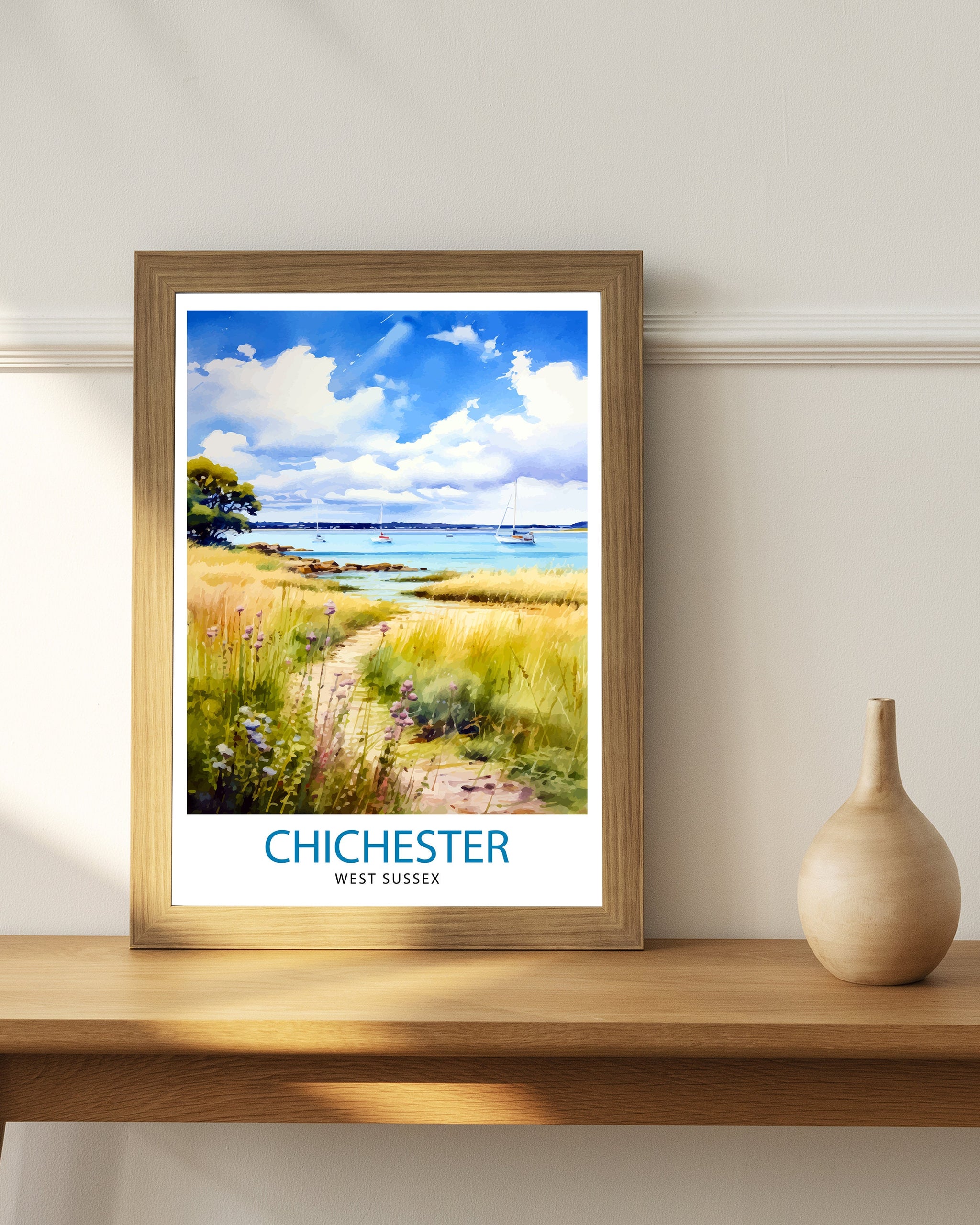 Chichester Harbour Travel Print Chichester Harbour Wall Decor Chichester Harbour Poster Coastal Travel Prints Chichester Harbour Art Print