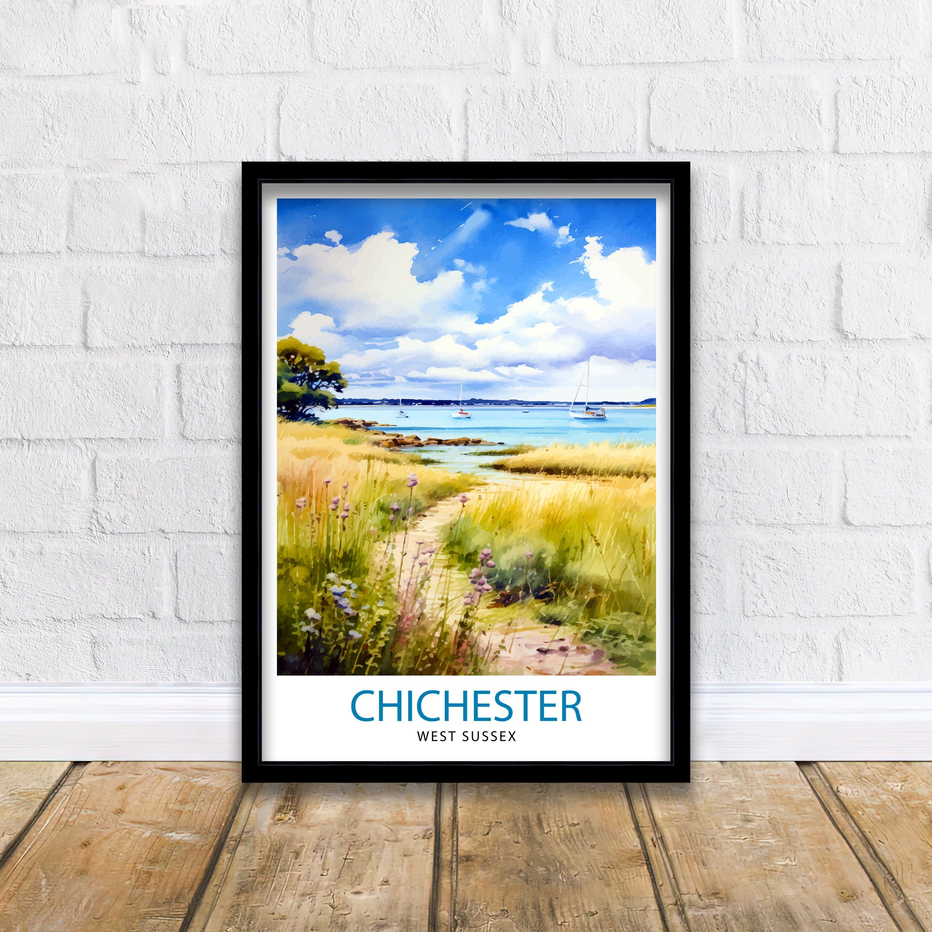 Chichester Harbour Travel Print Chichester Harbour Wall Decor Chichester Harbour Poster Coastal Travel Prints Chichester Harbour Art Print