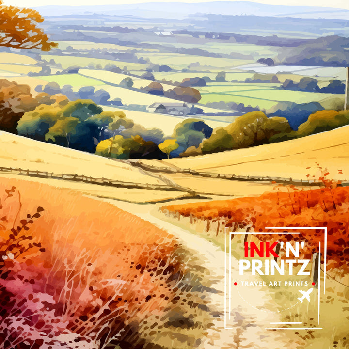 Chilterns AONB Poster English Countryside Art Chilterns Landscape Poster UK Nature Reserve