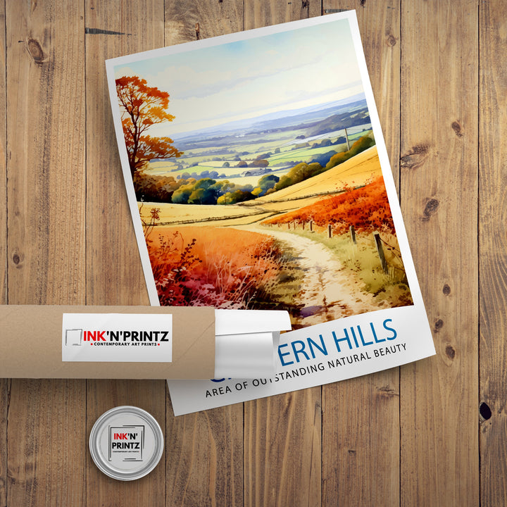 Chilterns AONB Poster English Countryside Art Chilterns Landscape Poster UK Nature Reserve