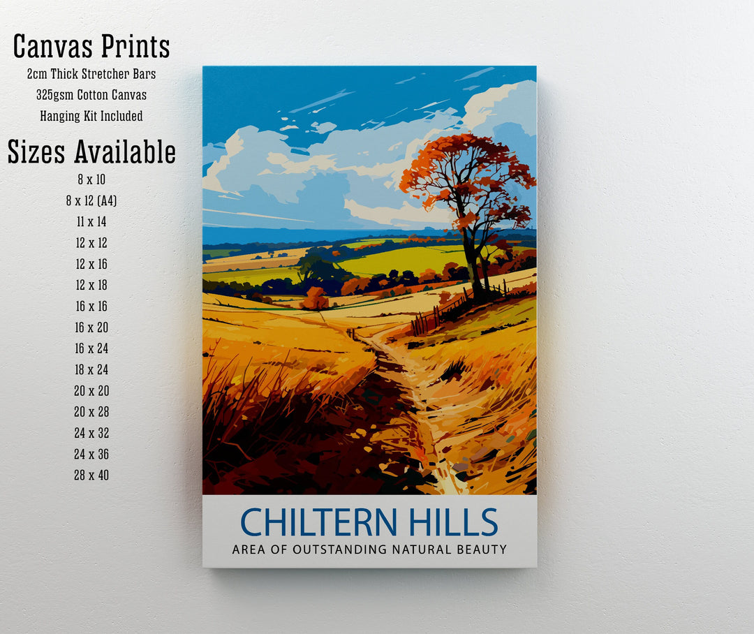 Chilterns AONB Poster English Countryside Art Chilterns Landscape Poster UK Nature Reserve