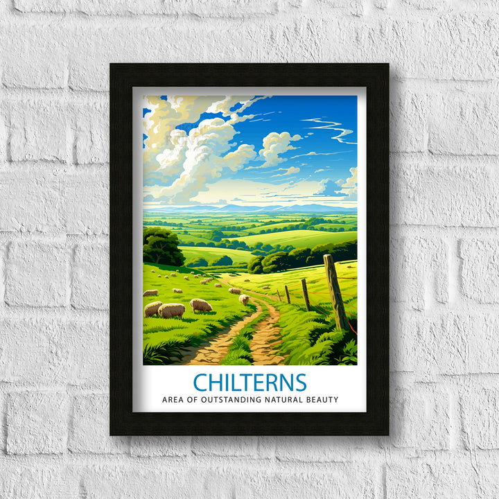 Chilterns AONB Poster English Countryside Art Chilterns Landscape Poster UK Nature Reserve