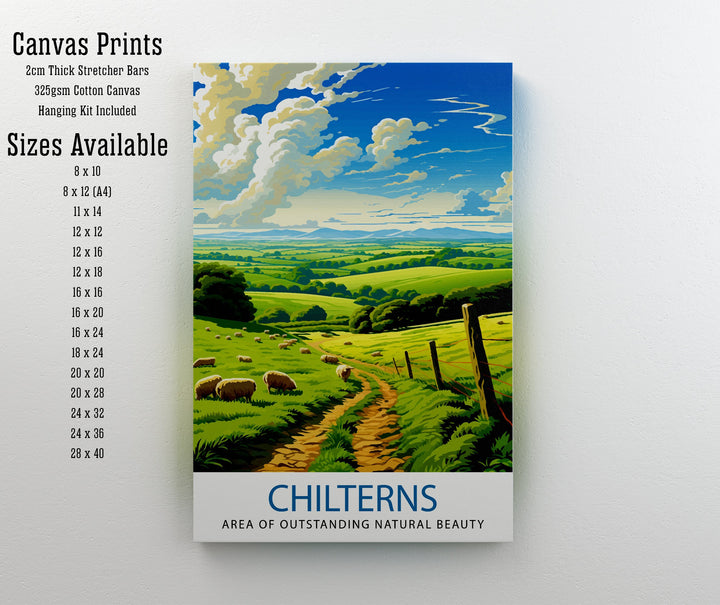 Chilterns AONB Poster English Countryside Art Chilterns Landscape Poster UK Nature Reserve