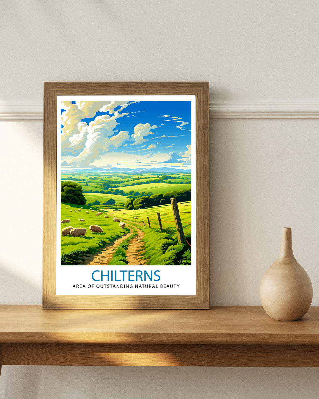 Chilterns AONB Poster English Countryside Art Chilterns Landscape Poster UK Nature Reserve