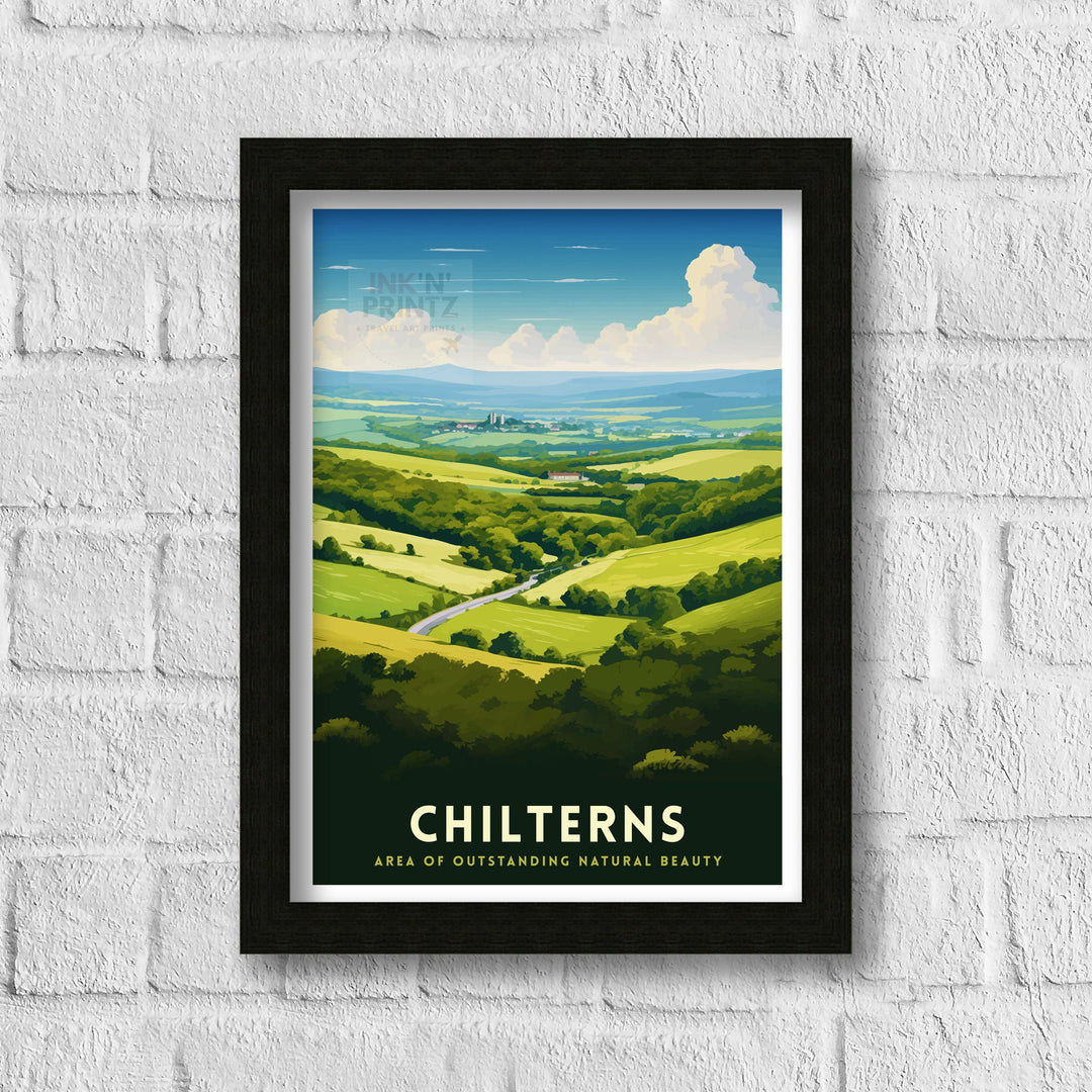 Chilterns AONB Poster English Countryside Art Chilterns Landscape Poster UK Nature Reserve