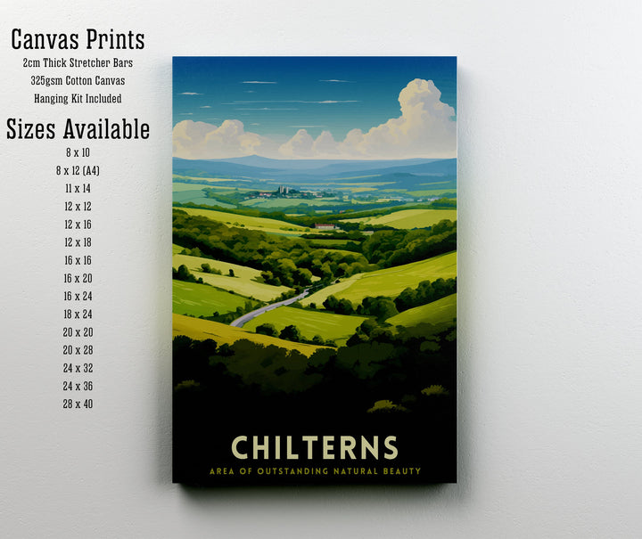 Chilterns AONB Poster English Countryside Art Chilterns Landscape Poster UK Nature Reserve