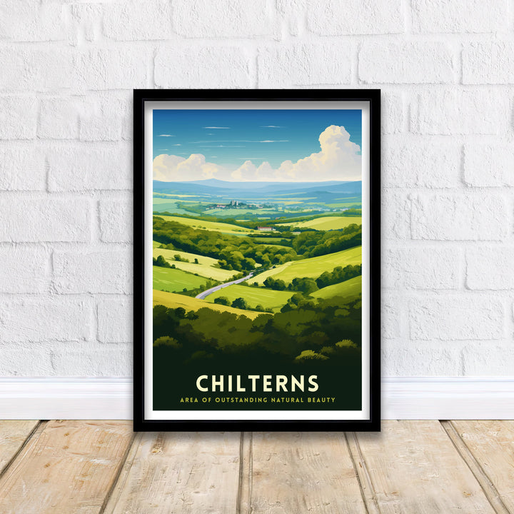 Chilterns AONB Poster English Countryside Art Chilterns Landscape Poster UK Nature Reserve