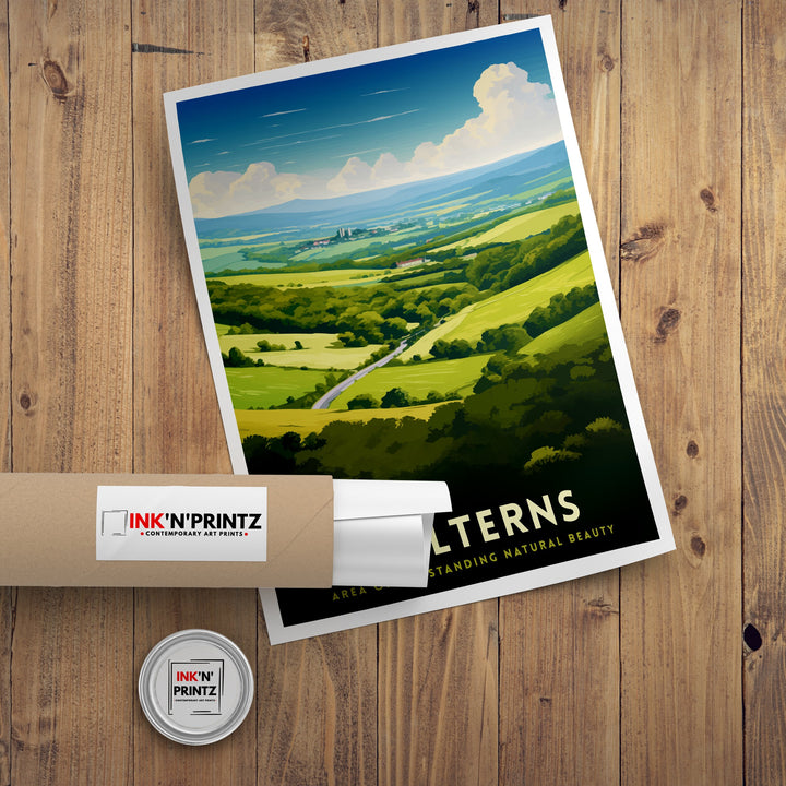 Chilterns AONB Poster English Countryside Art Chilterns Landscape Poster UK Nature Reserve