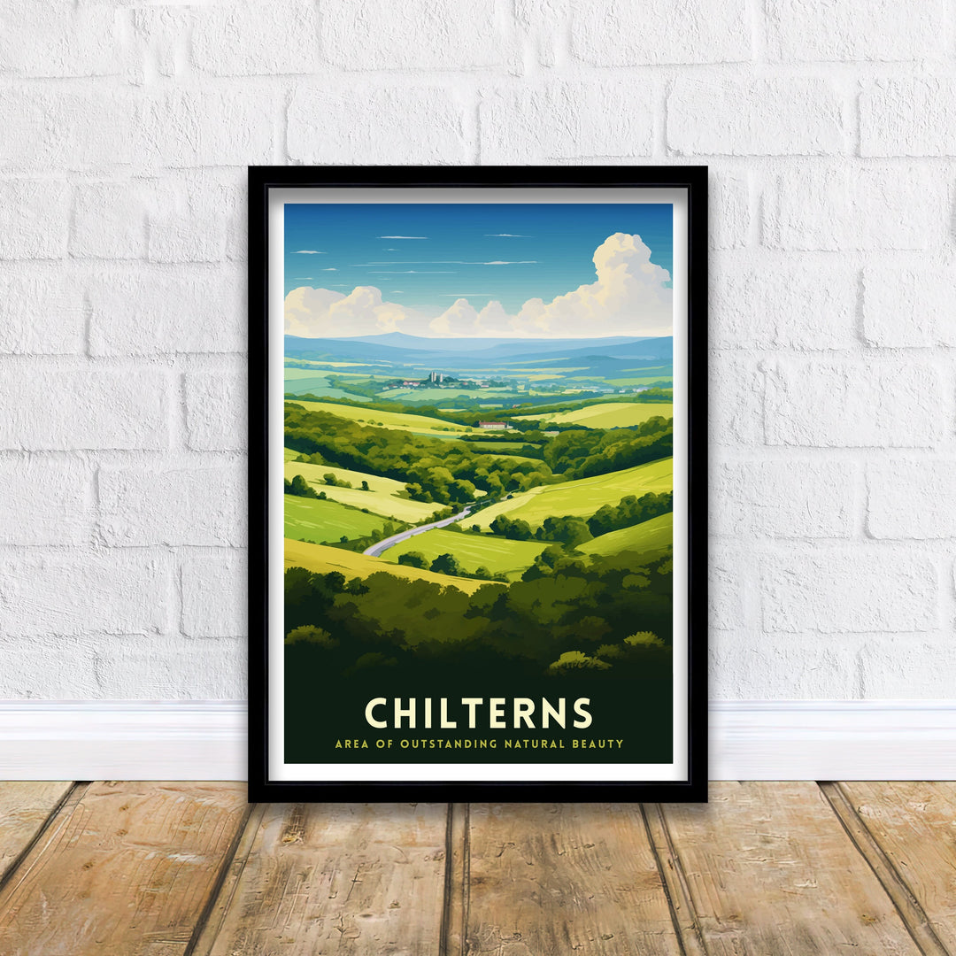 Chilterns AONB Poster English Countryside Art Chilterns Landscape Poster UK Nature Reserve