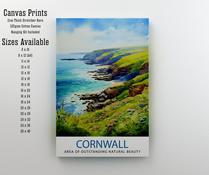 Cornwall AONB Poster Stunning Cornish Coast Art Cornwall Landscape Poster England Nature Reserve