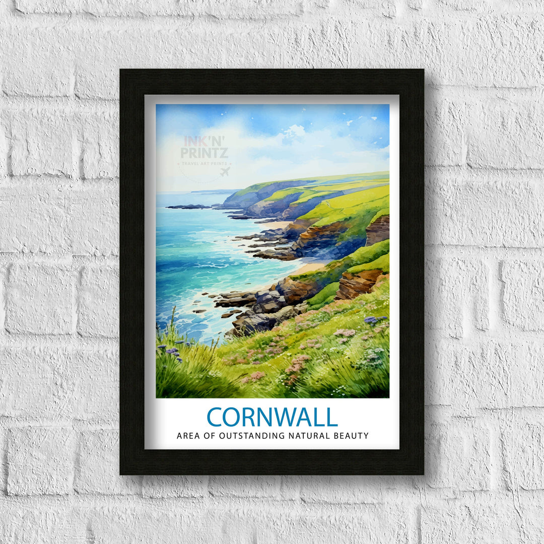 Cornwall AONB Poster Stunning Cornish Coast Art Cornwall Landscape Poster England Nature Reserve