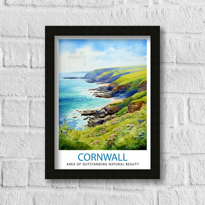 Cornwall AONB Poster Stunning Cornish Coast Art Cornwall Landscape Poster England Nature Reserve