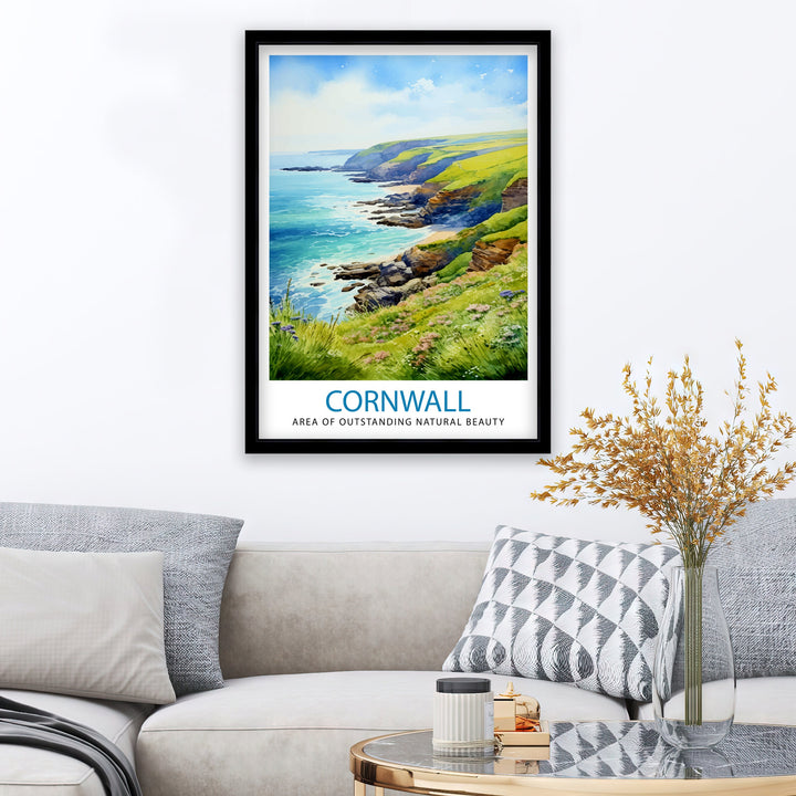 Cornwall AONB Poster Stunning Cornish Coast Art Cornwall Landscape Poster England Nature Reserve