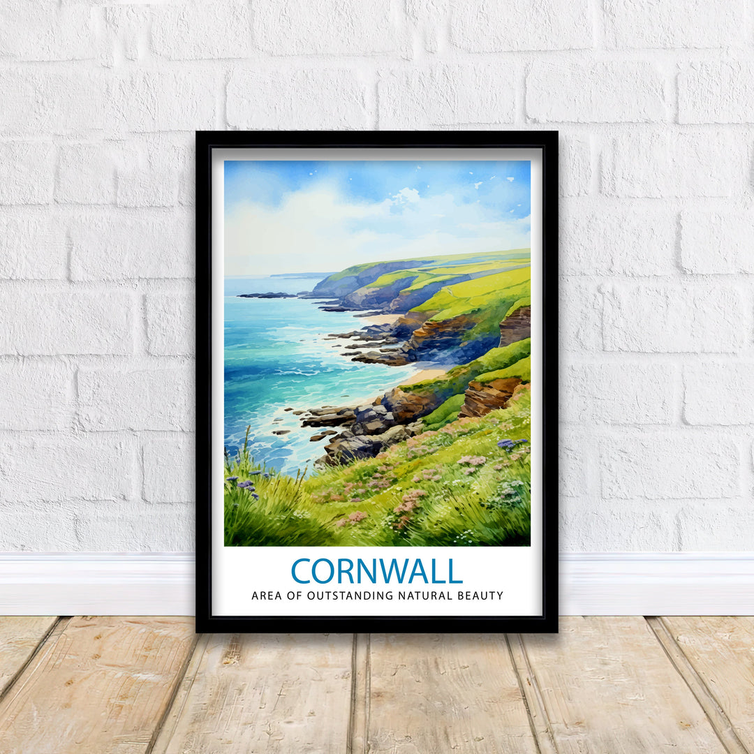 Cornwall AONB Poster Stunning Cornish Coast Art Cornwall Landscape Poster England Nature Reserve