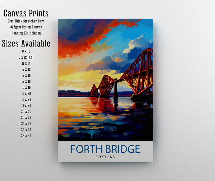 Forth Bridge Scotland Poster Iconic Scottish Engineering Poster Firth of Forth Wall Art Edinburgh Landmark Decor Historical Structure