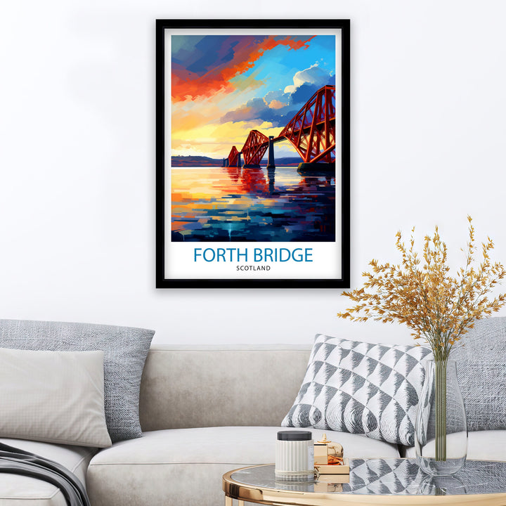 Forth Bridge Scotland Poster Iconic Scottish Engineering Poster Firth of Forth Wall Art Edinburgh Landmark Decor Historical Structure