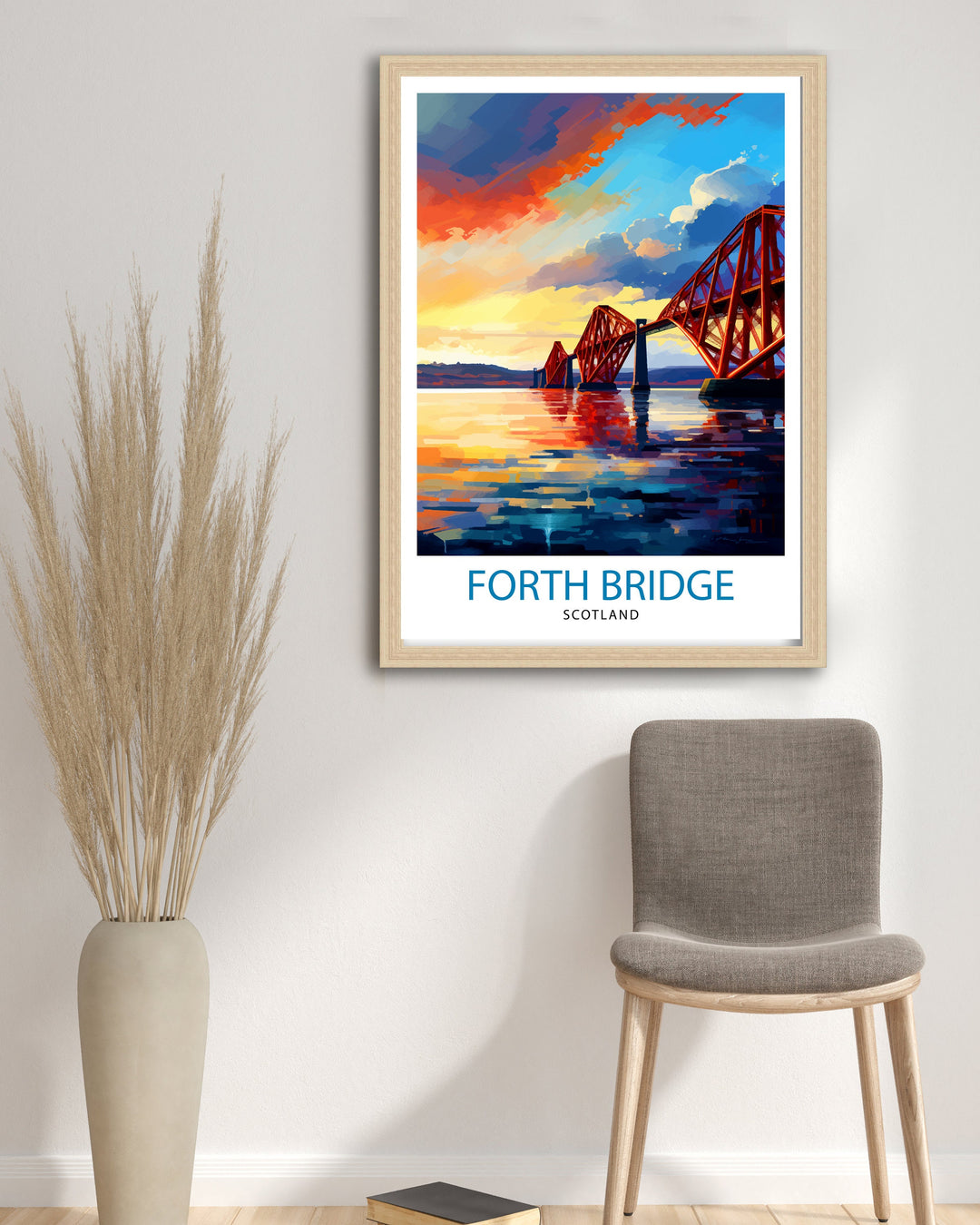 Forth Bridge Scotland Poster Iconic Scottish Engineering Poster Firth of Forth Wall Art Edinburgh Landmark Decor Historical Structure