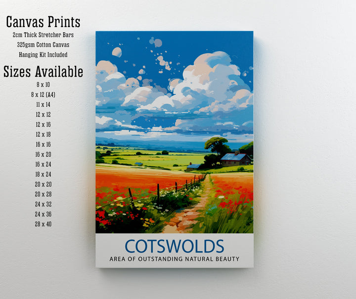 Cotswolds Travel Poster Cotswolds Wall Art Cotswolds Illustration Travel Poster Gift Cotswolds Home Decor