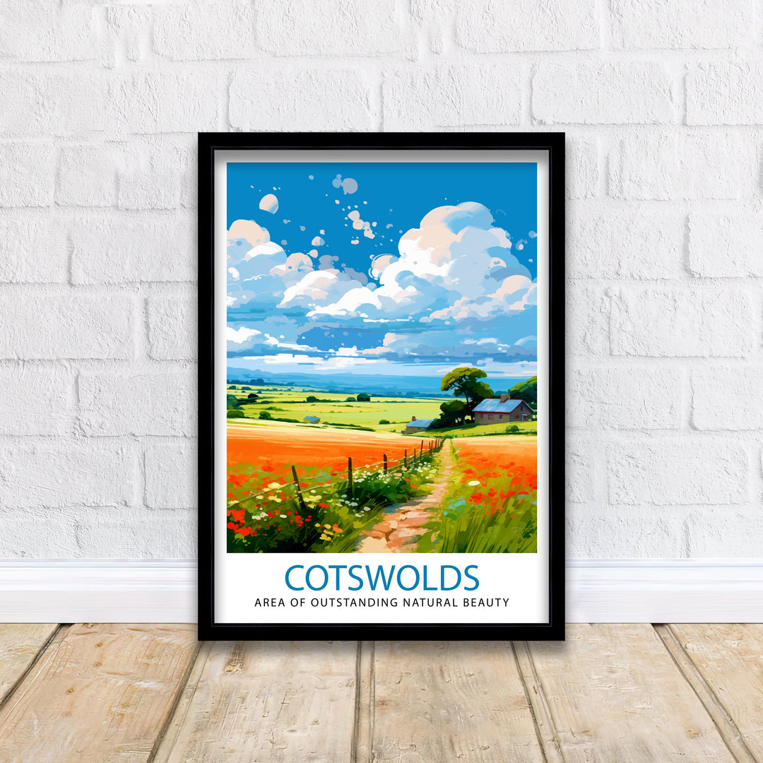 Cotswolds Travel Poster Cotswolds Wall Art Cotswolds Illustration Travel Poster Gift Cotswolds Home Decor