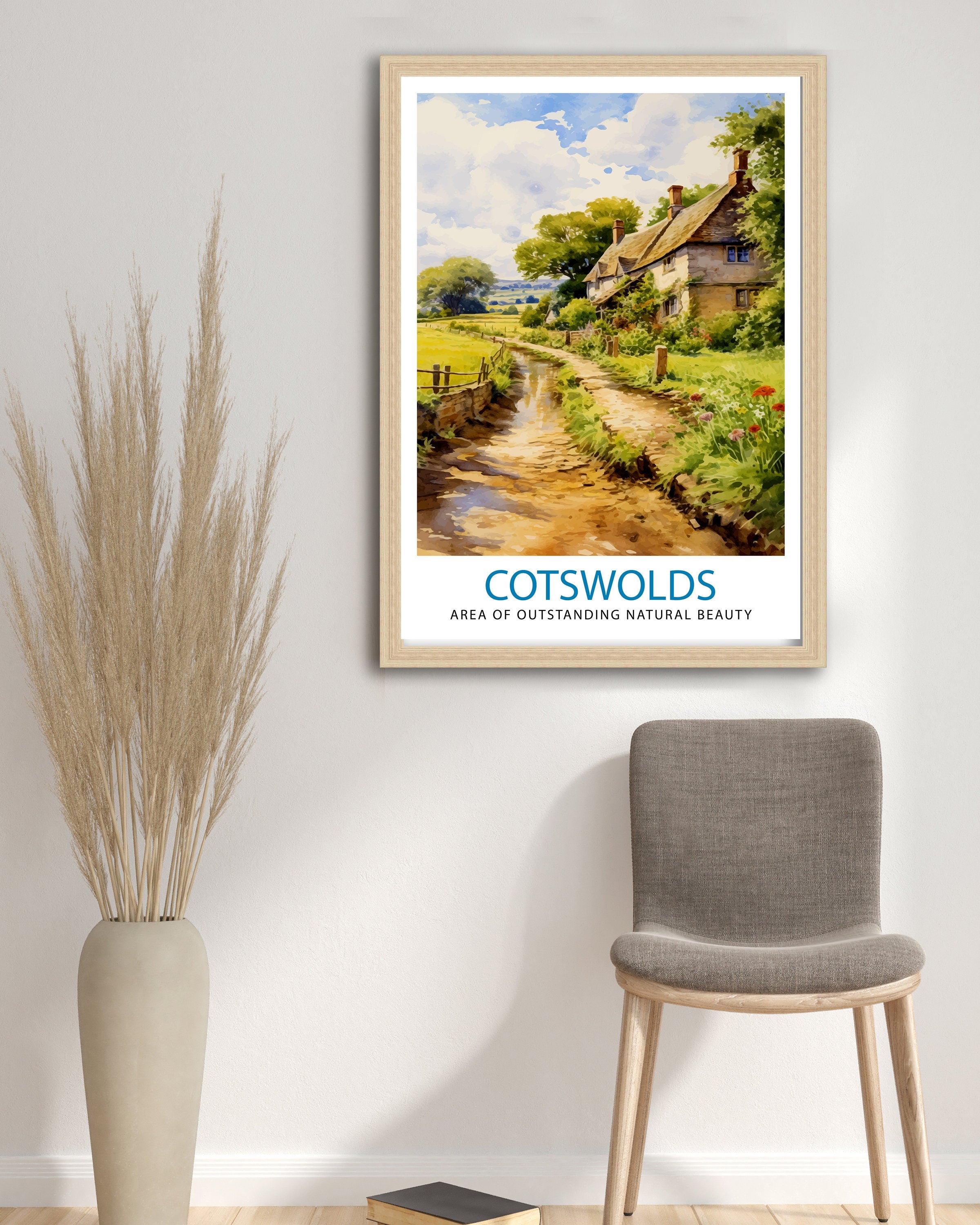 Cotswolds Travel Print Cotswolds Wall Art Cotswolds Illustration Travel Poster Gift Cotswolds Home Decor