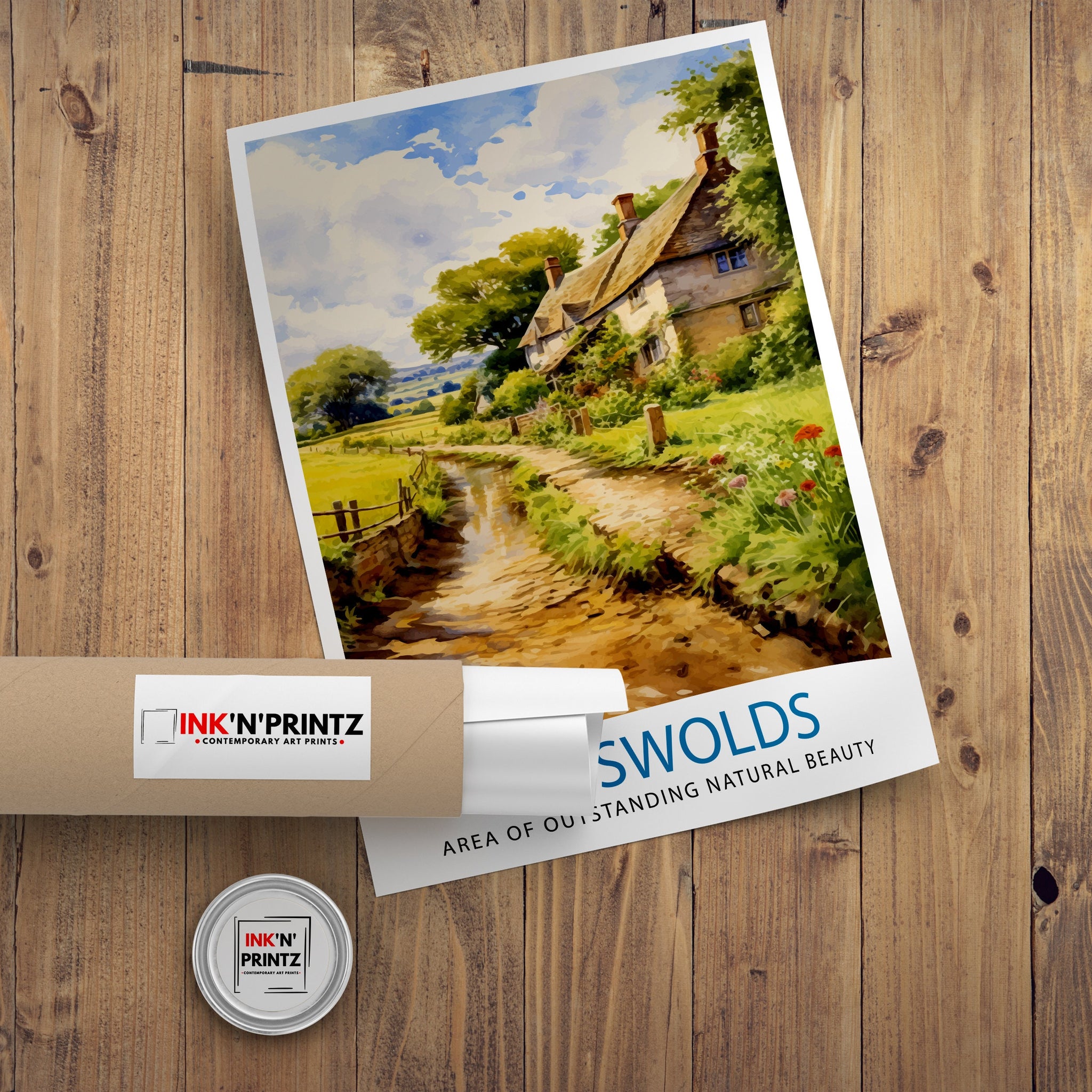 Cotswolds Travel Print Cotswolds Wall Art Cotswolds Illustration Travel Poster Gift Cotswolds Home Decor