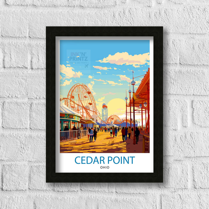 Cedar Point Ohio Poster Amusement Park Art Roller Coaster