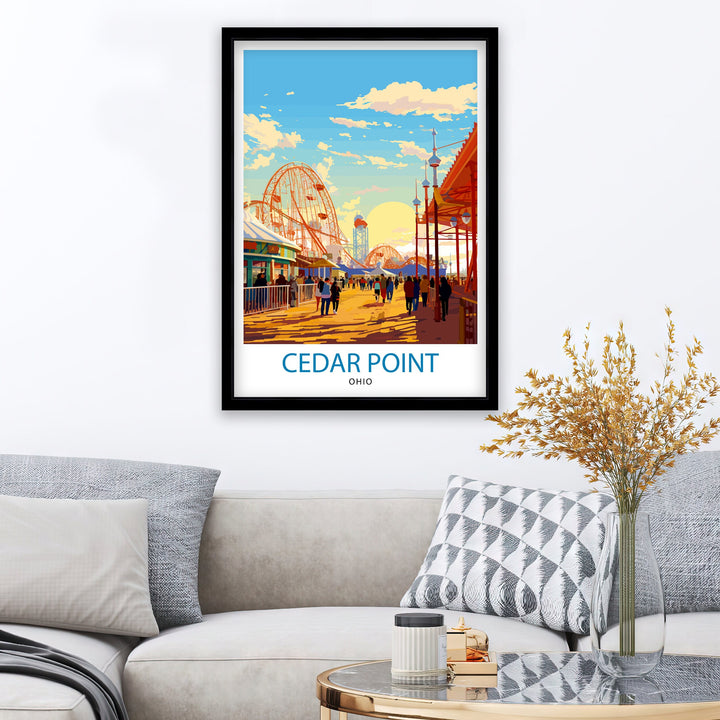 Cedar Point Ohio Poster Amusement Park Art Roller Coaster