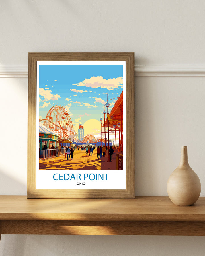 Cedar Point Ohio Poster Amusement Park Art Roller Coaster