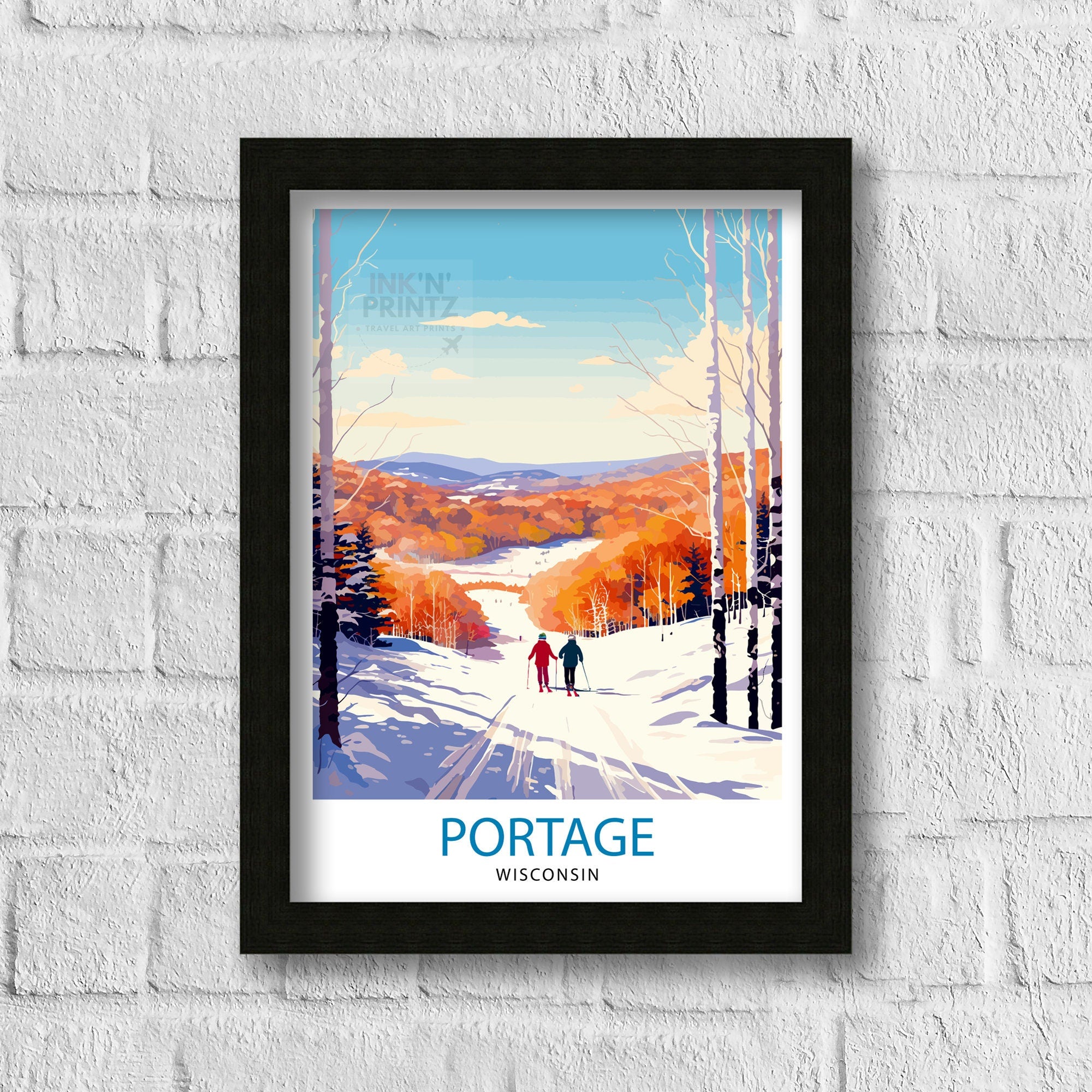 Portage Wisconsin Print| Small Town Charm Art Portage Cityscape Poster Wisconsin Landscape Wall Art Midwestern Town Decor American Hometown
