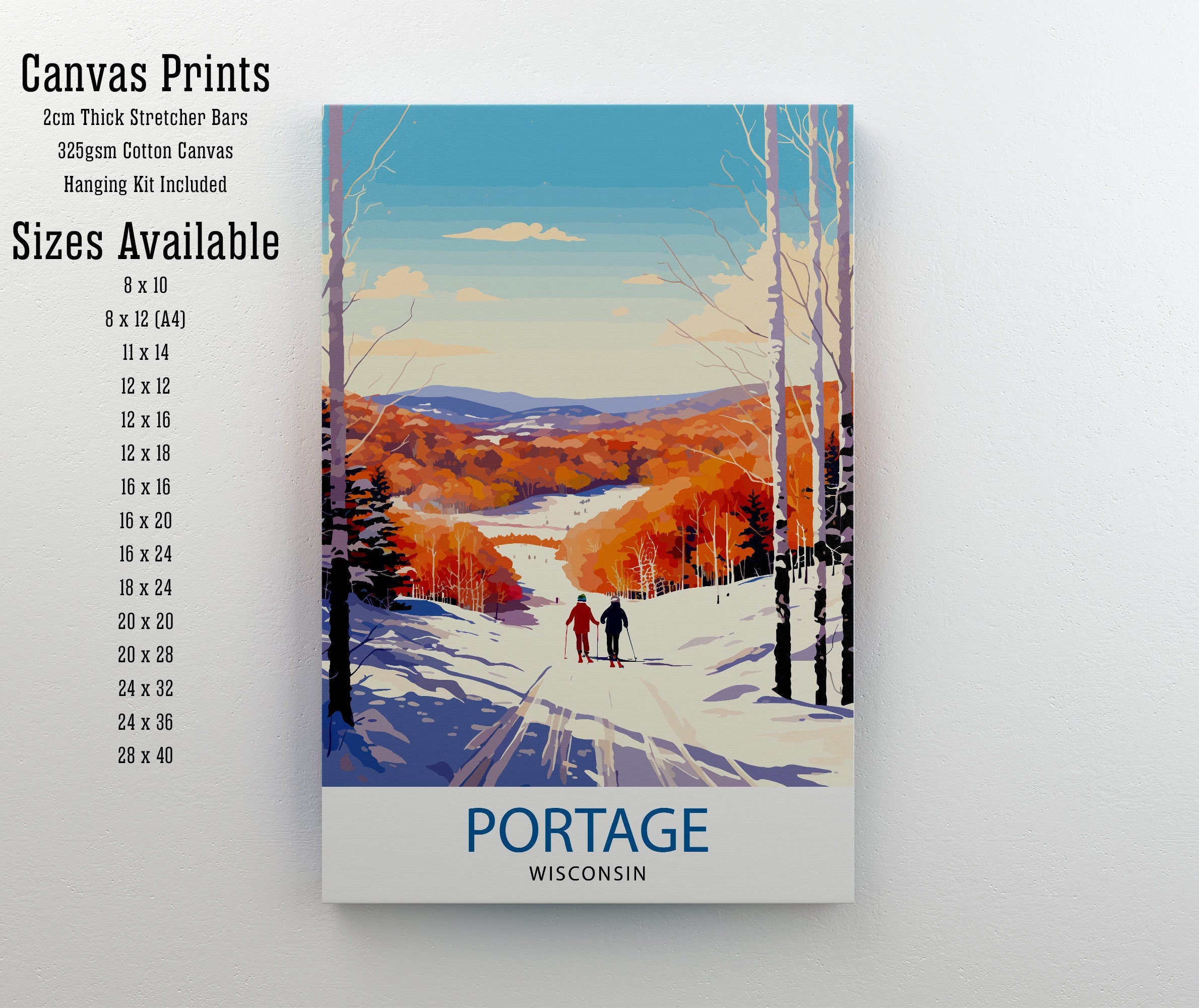 Portage Wisconsin Print| Small Town Charm Art Portage Cityscape Poster Wisconsin Landscape Wall Art Midwestern Town Decor American Hometown