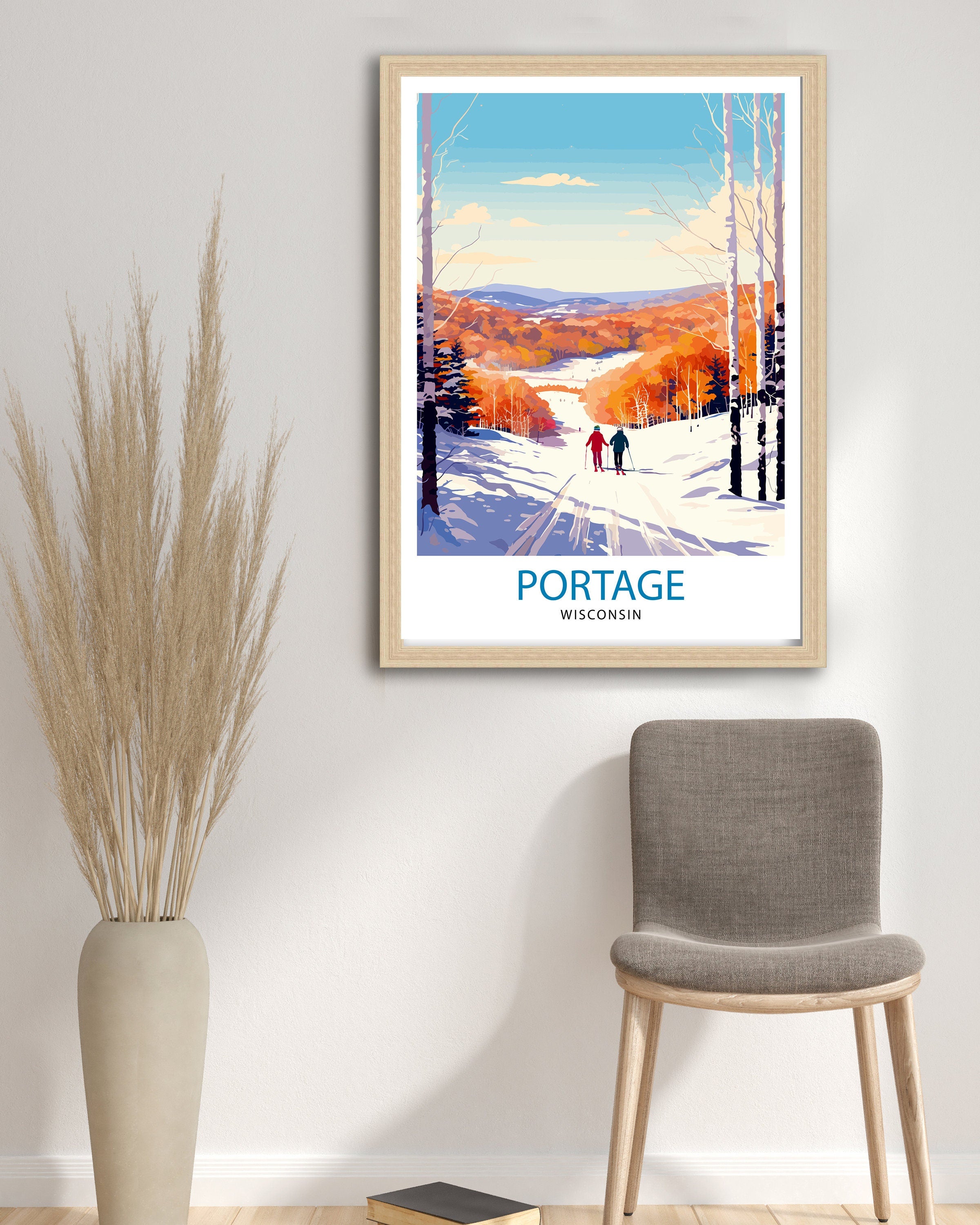 Portage Wisconsin Print| Small Town Charm Art Portage Cityscape Poster Wisconsin Landscape Wall Art Midwestern Town Decor American Hometown