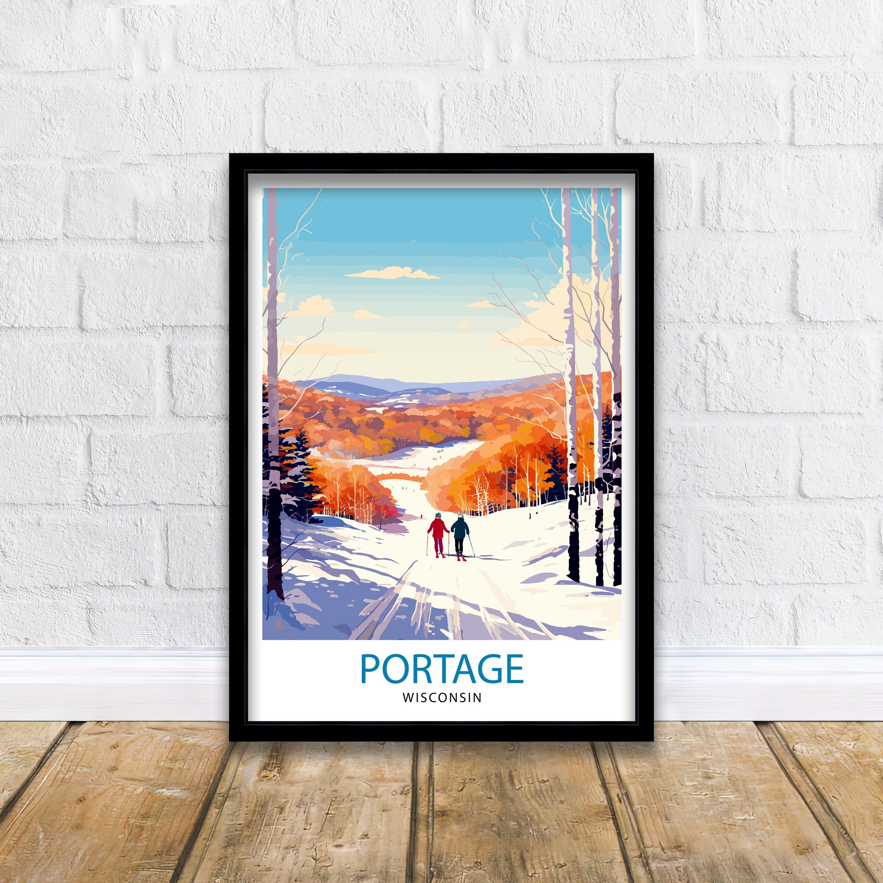 Portage Wisconsin Print| Small Town Charm Art Portage Cityscape Poster Wisconsin Landscape Wall Art Midwestern Town Decor American Hometown