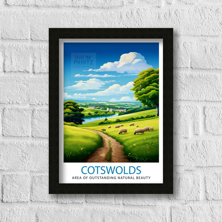 Cotswolds Travel Poster Cotswolds Wall Art Cotswolds Illustration Travel Poster Gift Cotswolds Home Decor