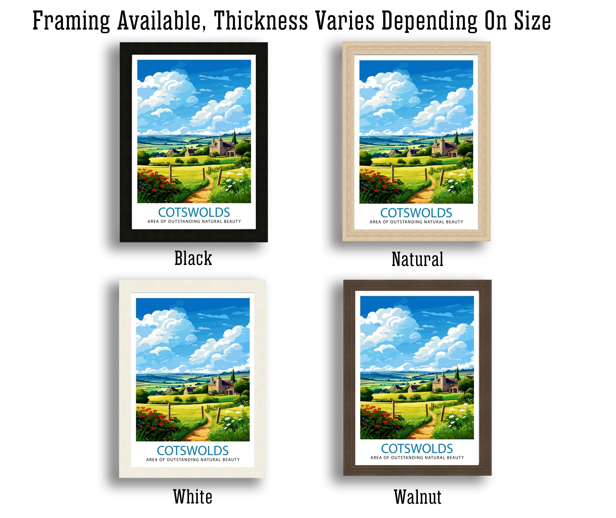 Cotswolds Travel Print Cotswolds Wall Art Cotswolds Illustration Travel Poster Gift Cotswolds Home Decor
