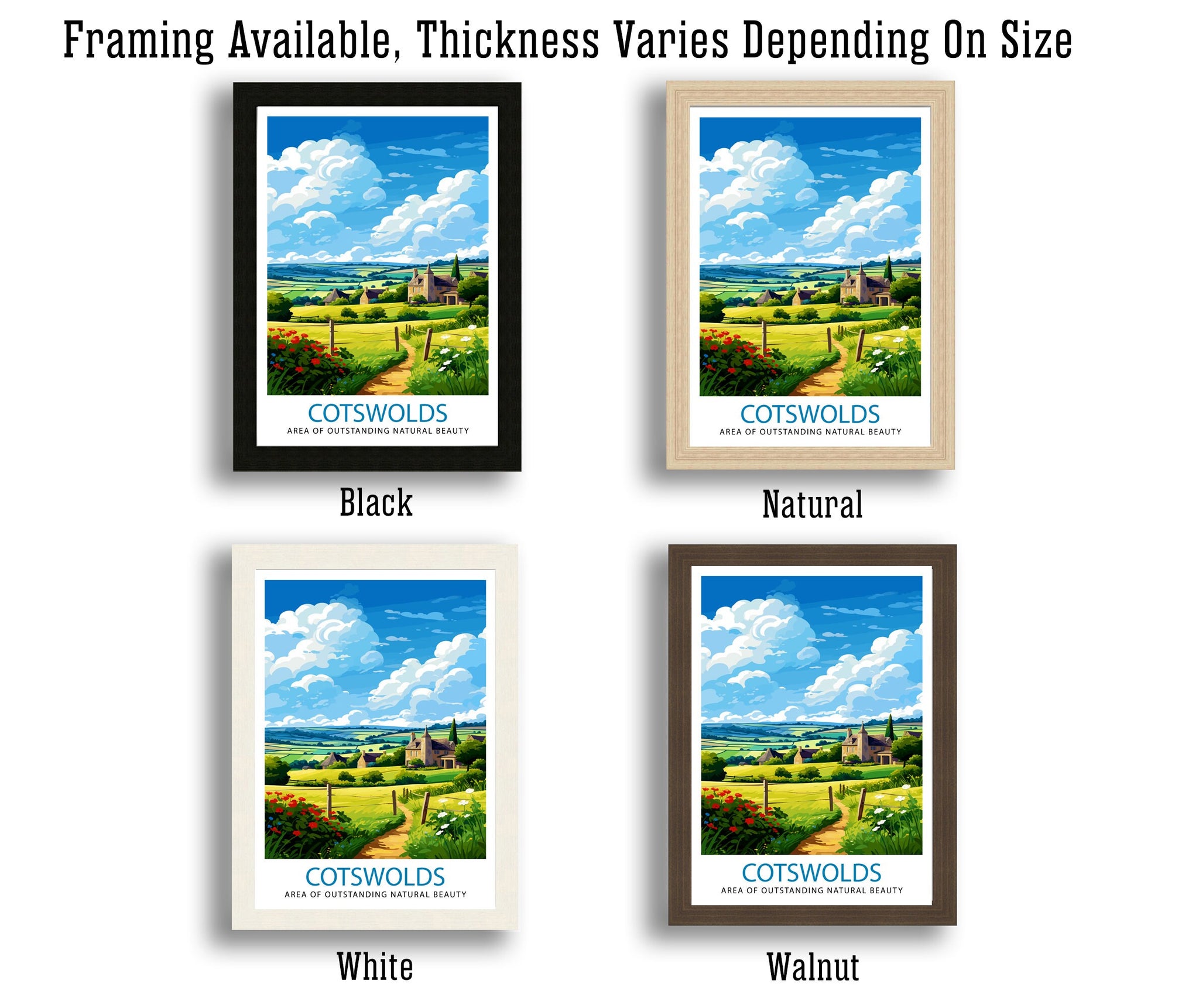 Cotswolds Travel Print Cotswolds Wall Art Cotswolds Illustration Travel Poster Gift Cotswolds Home Decor