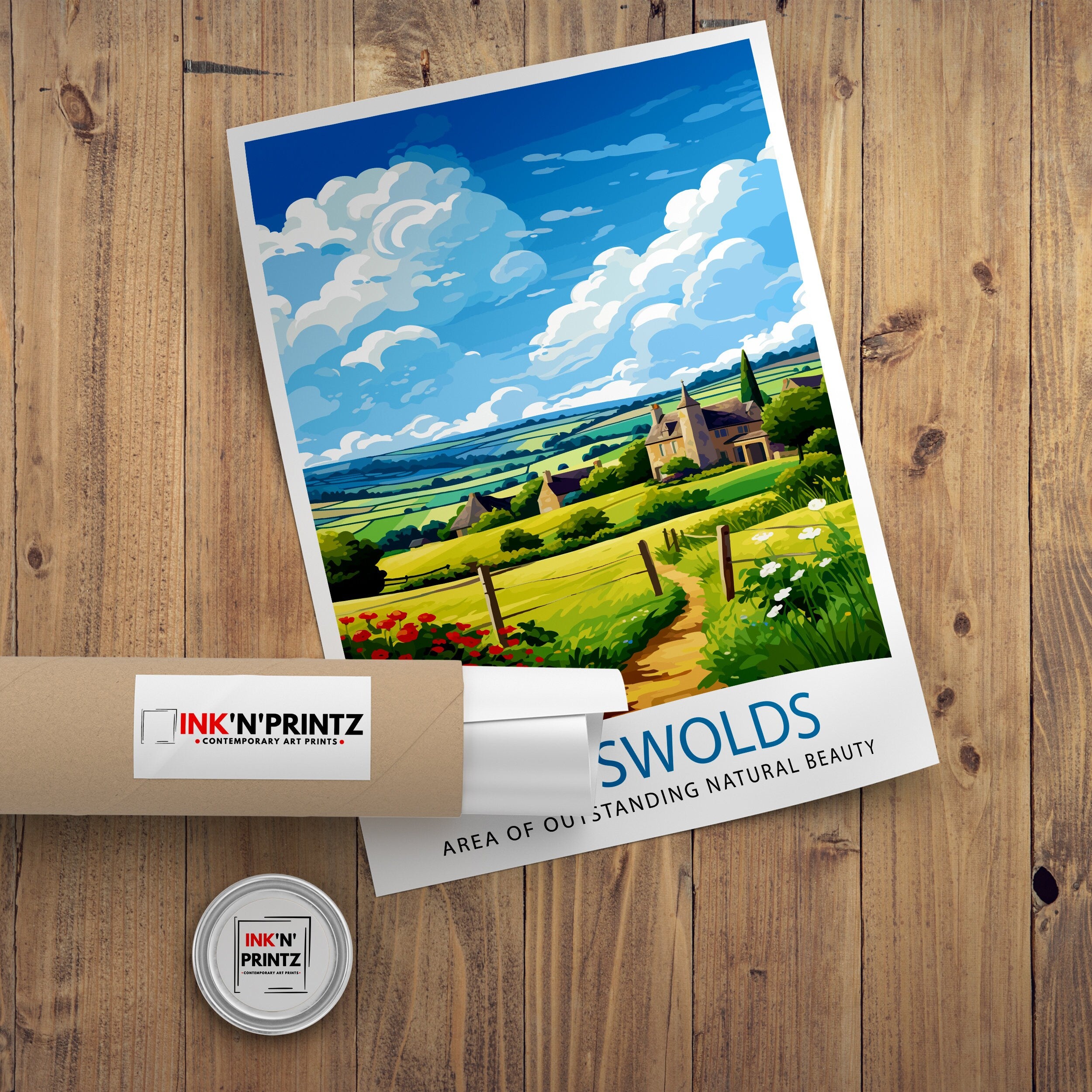 Cotswolds Travel Print Cotswolds Wall Art Cotswolds Illustration Travel Poster Gift Cotswolds Home Decor