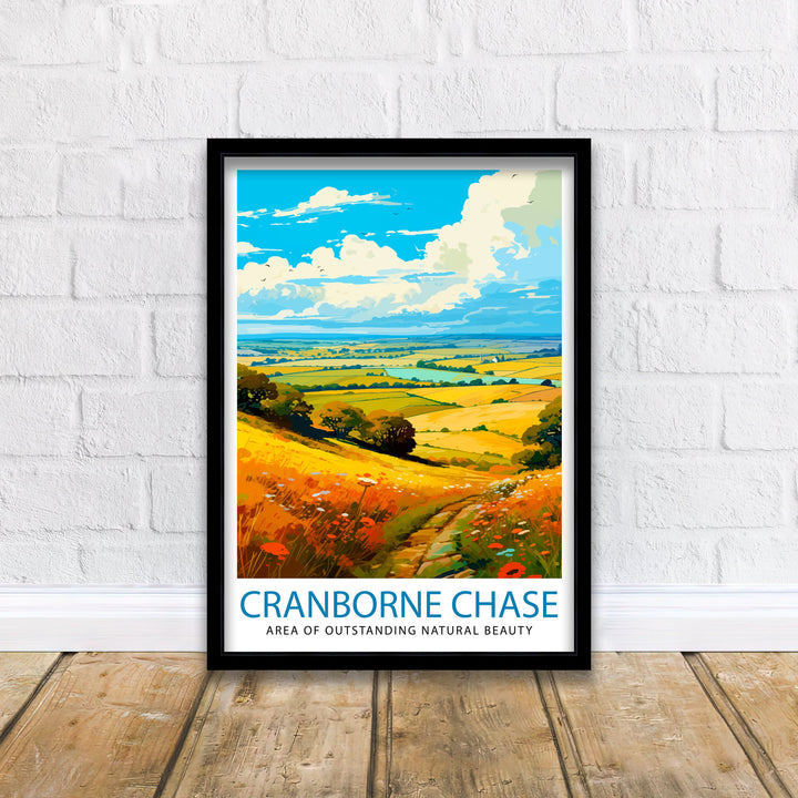 Cranborne Chase AONB Poster English Countryside Art Rural Landscape Poster Dorset Wiltshire Scenery